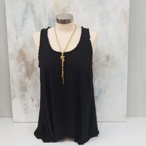 Apostrophe pajama tank with ruffled neck detail